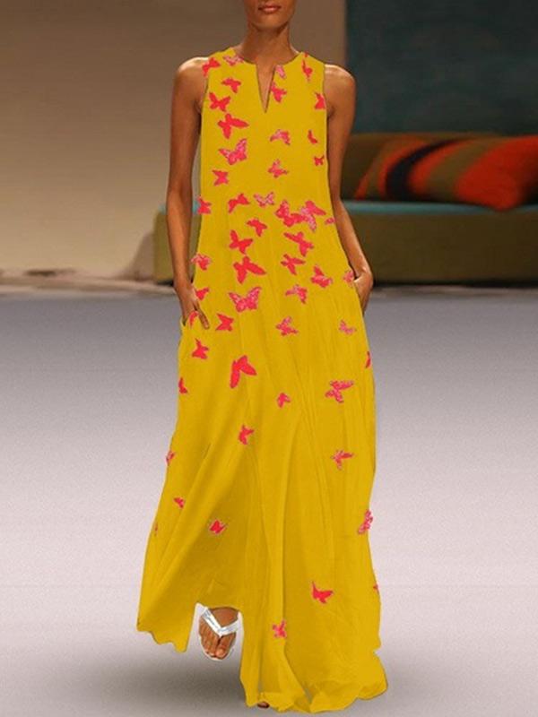 Women's Butterfly Printed Bohemian Dress