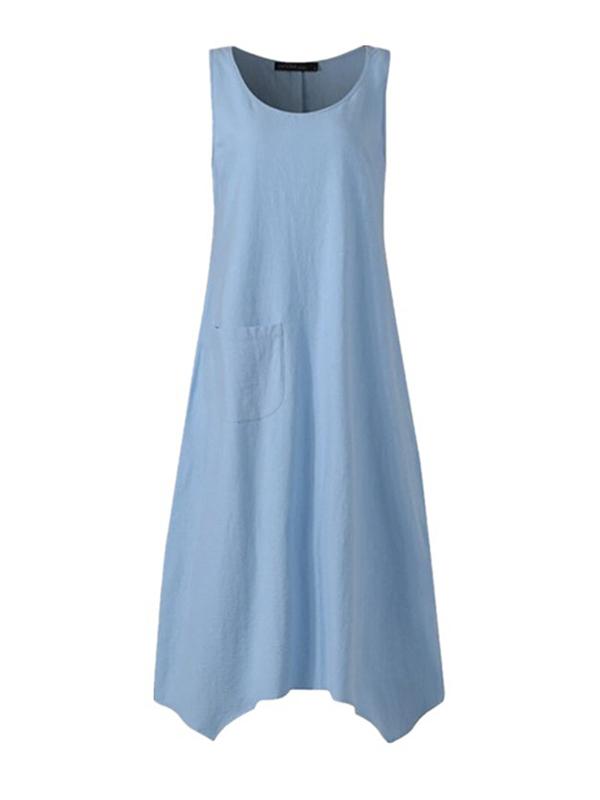 Asymmetrical Hem Sleeveless Maxi Dress