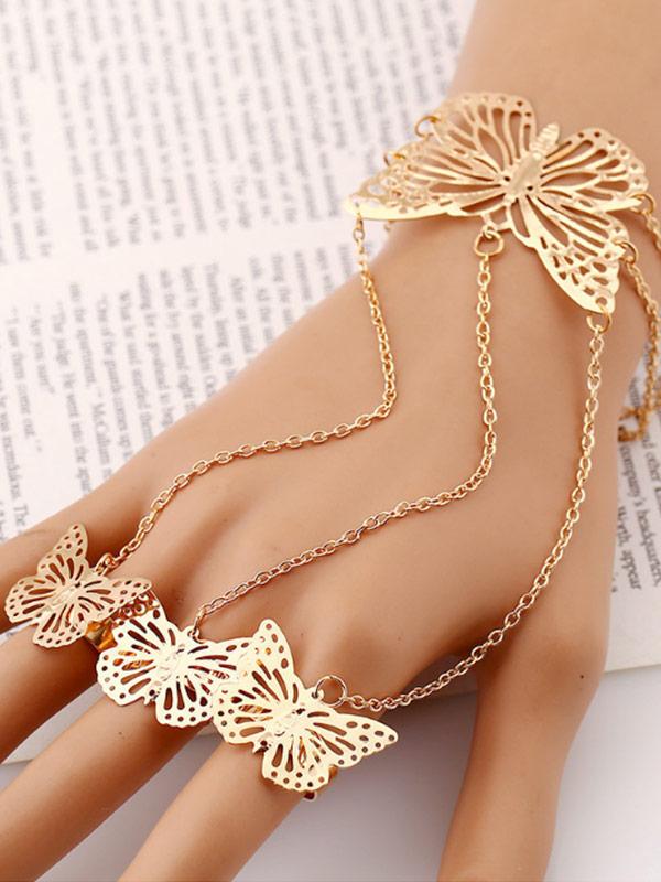 Women's Openwork Butterfly Finger Bracelet