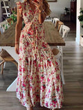 V-neck floral lace dress