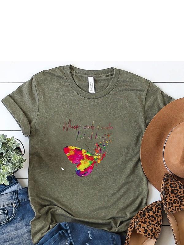 Butterfly print wild T-shirt