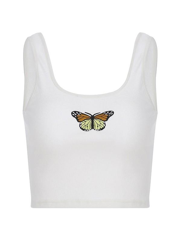Butterfly embroidered vest