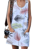 Women's Leaf Print Vest Dress