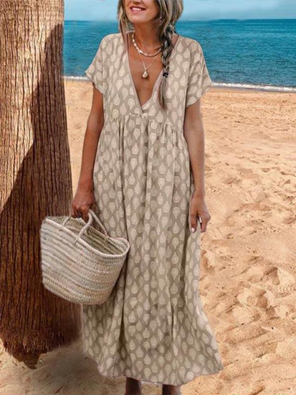 Women's plus size V-neck floral print dress
